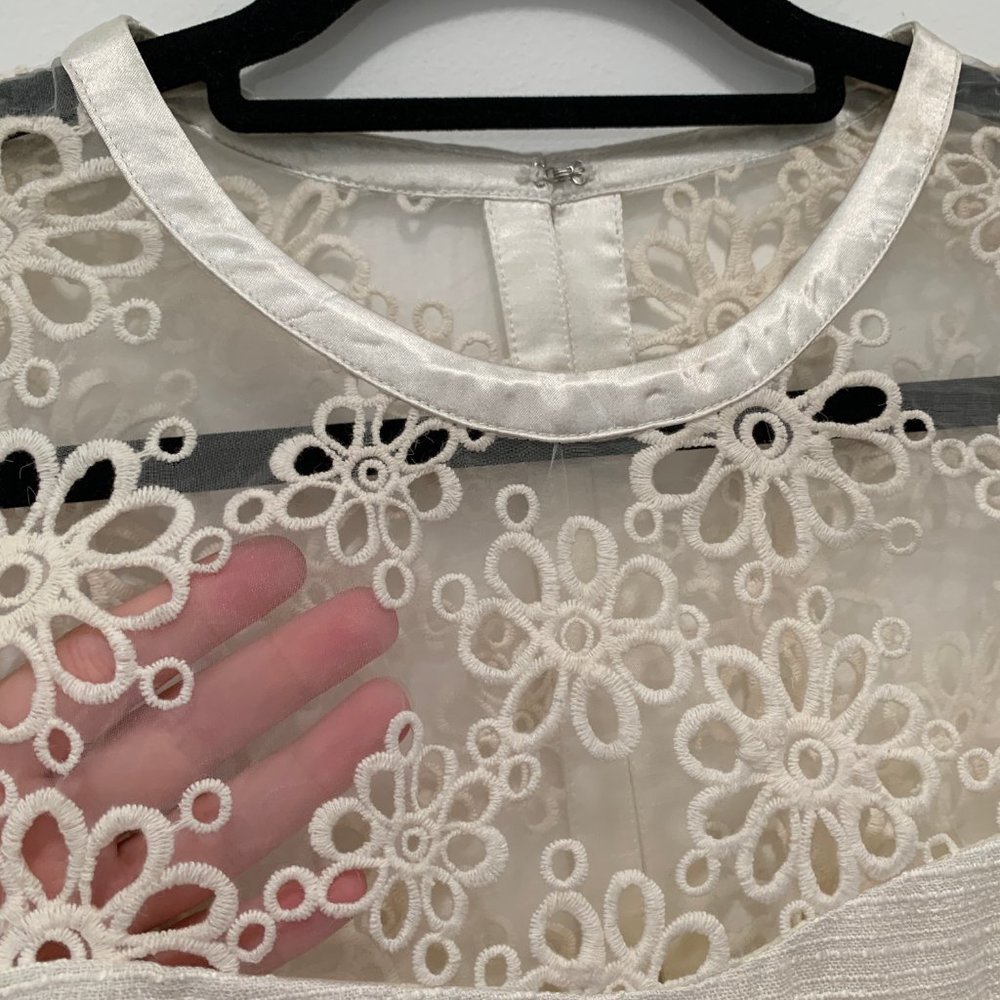 Pink Martini Cream Floral Lace Mesh Skater Dress - Picture 8 of 11
